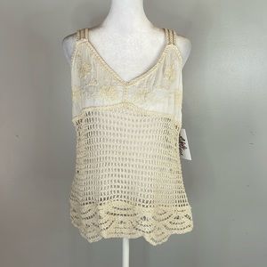 [Roommates] Cream Crochet Eyelet Knit Top - Size Large NWT